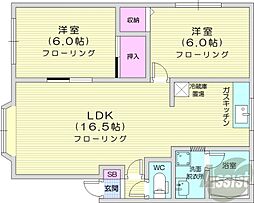 マンション和光 2LDKの間取図画像