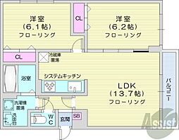 ラフェスタコンフォルト 2LDKの間取図画像