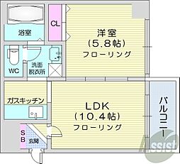 ウィルドゥ北24条 1LDKの間取図画像