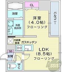 レジデンスタワー札幌 1LDKの間取図画像