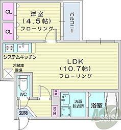 AltaMarea北大前 1LDKの間取図画像