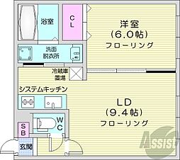 札幌市白石区栄通10丁目マンション 1LDKの間取図画像