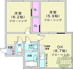 ひふみビル 2DKの間取図画像