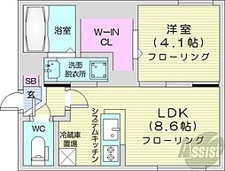 ブルーベルウッドN19 1LDKの間取図画像