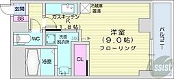 ルーブル4条館 1Kの間取図画像