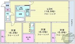 ZABOHILLSMINAMI16JO 3LDKの間取図画像