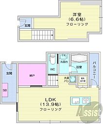 liendesix 1LDKの間取図画像