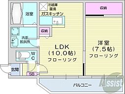 パレットコート 1LDKの間取図画像