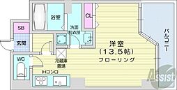 UURコート札幌南3条プレミアタワー ワンルームの間取図画像