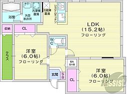リラドゥ 2LDKの間取図画像