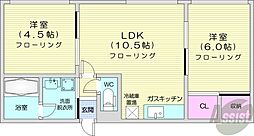 第5木村ビルサザンシティ30 2LDKの間取図画像
