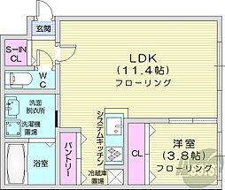 ピオネロ新道東 1LDKの間取図画像