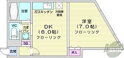 NYパレス 1DKの間取図画像