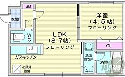 ブランノワールN38 1LDKの間取図画像
