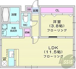 コモハウス 1LDKの間取図画像