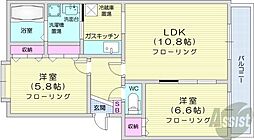 ベルサジュノン 2LDKの間取図画像