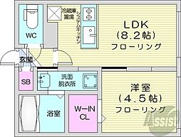 札幌市白石区菊水三条4丁目マンション 1LDKの間取図画像