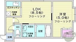コスモス 1LDKの間取図画像