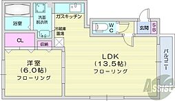 ボナールN18 1LDKの間取図画像
