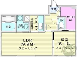 コートヴィラ札幌 1LDKの間取図画像