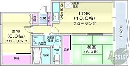 ピアレス麻生 2LDKの間取図画像