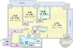 知事公館前タワーレジデンス 2LDKの間取図画像
