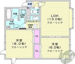 ベルメゾン弐番舘 2LDKの間取図画像