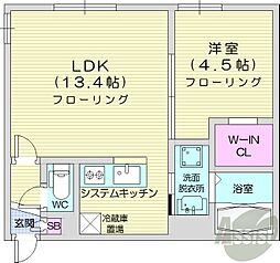 POEM南8条 1LDKの間取図画像