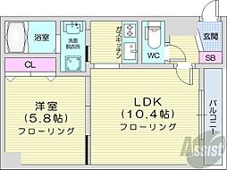 ウィルドゥ北24条 1LDKの間取図画像
