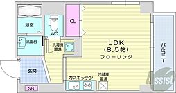 デュオヴェール 1Kの間取図画像