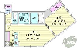 デイズ発寒南 1LDKの間取図画像