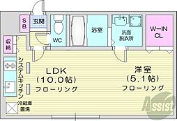 グランコンフォート麻生 1LDKの間取図画像