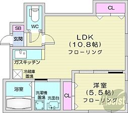 アールベリ元町 1LDKの間取図画像