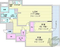 プレミスト札幌ターミナルタワー 2LDKの間取図画像