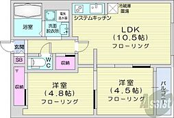 アメニティ美香保 2LDKの間取図画像