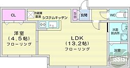 Erice N27 1LDKの間取図画像