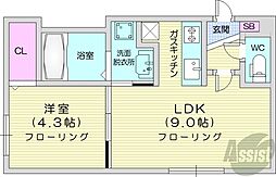シティレジデンス北34条 1LDKの間取図画像