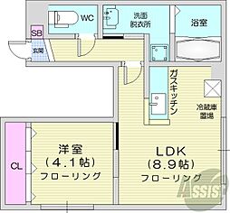 RJASABU2 1LDKの間取図画像