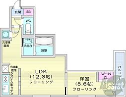 レジデンス北18条 1LDKの間取図画像