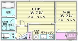 ベルメゾン北20 1LDKの間取図画像