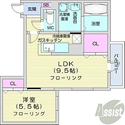 カルディーノN30 1LDKの間取図画像