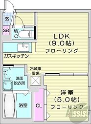 カーサ東区役所前 1LDKの間取図画像