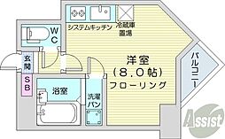 プライムパーク円山公園 ワンルームの間取図画像