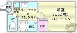 トウリョウ南5条ビル 1Kの間取図画像