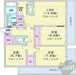 ラスベート 3LDKの間取図画像