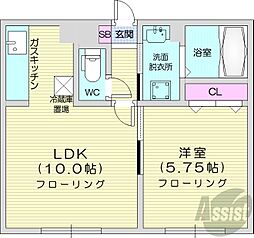 リバーサイドN24 1LDKの間取図画像