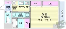 アストリアN6 ワンルームの間取図画像