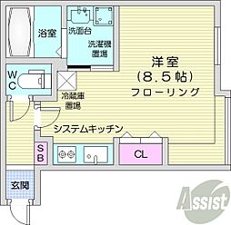 ルチェ・ソラーレ麻生 ワンルームの間取図画像