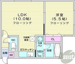 プリモ麻生 1LDKの間取図画像