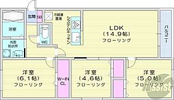 札幌市白石区栄通13丁目マンション 3LDKの間取図画像